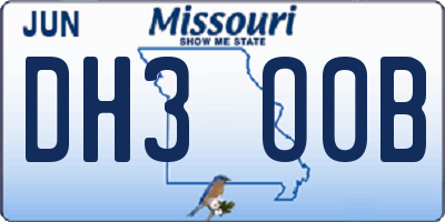 MO license plate DH3O0B