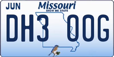 MO license plate DH3O0G