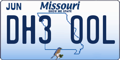 MO license plate DH3O0L