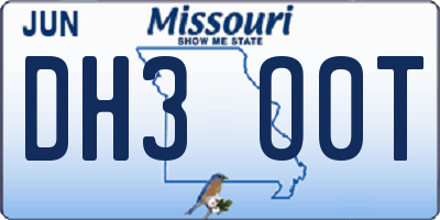 MO license plate DH3O0T
