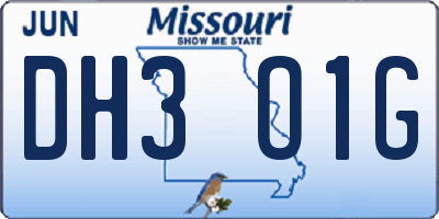 MO license plate DH3O1G