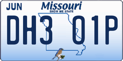 MO license plate DH3O1P