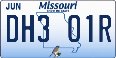 MO license plate DH3O1R