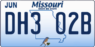 MO license plate DH3O2B