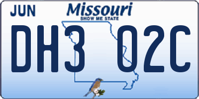 MO license plate DH3O2C