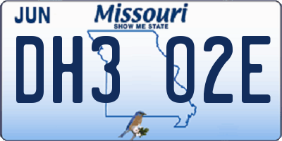MO license plate DH3O2E