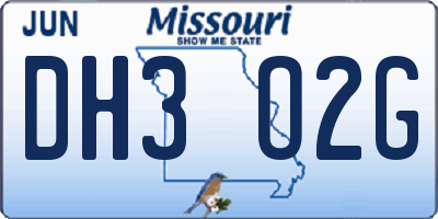 MO license plate DH3O2G