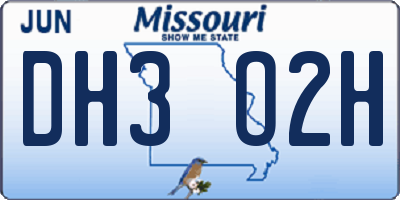 MO license plate DH3O2H