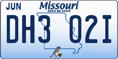 MO license plate DH3O2I