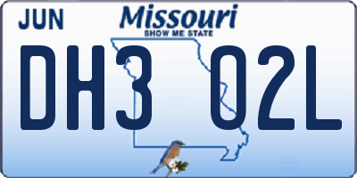 MO license plate DH3O2L