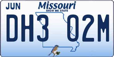 MO license plate DH3O2M