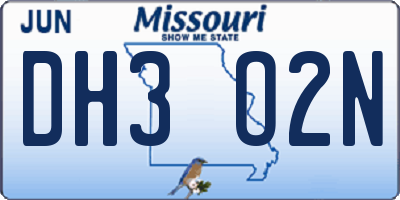 MO license plate DH3O2N
