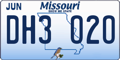 MO license plate DH3O2O