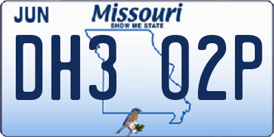 MO license plate DH3O2P