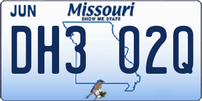 MO license plate DH3O2Q