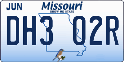 MO license plate DH3O2R
