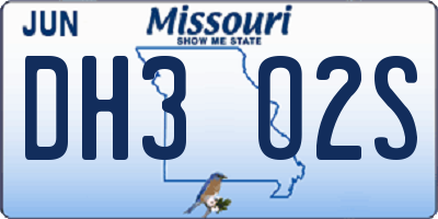 MO license plate DH3O2S