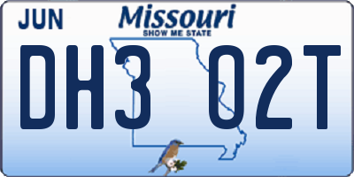 MO license plate DH3O2T