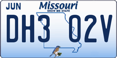MO license plate DH3O2V