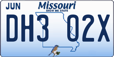MO license plate DH3O2X
