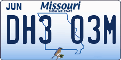 MO license plate DH3O3M