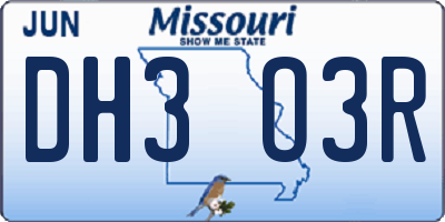 MO license plate DH3O3R