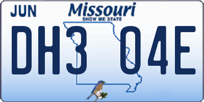 MO license plate DH3O4E