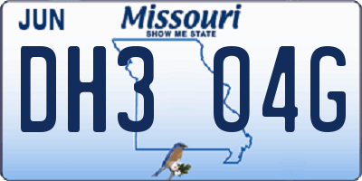 MO license plate DH3O4G