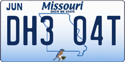 MO license plate DH3O4T
