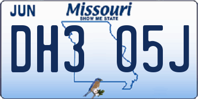 MO license plate DH3O5J