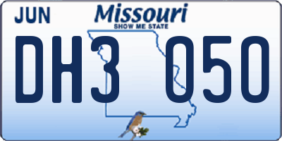 MO license plate DH3O5O