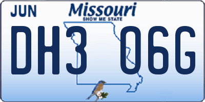 MO license plate DH3O6G