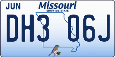 MO license plate DH3O6J