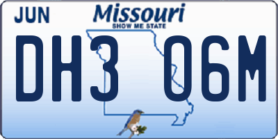 MO license plate DH3O6M