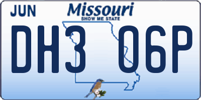 MO license plate DH3O6P