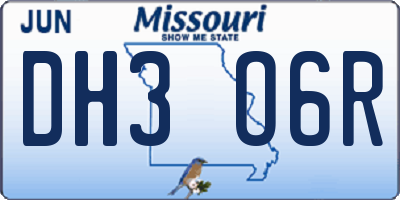 MO license plate DH3O6R