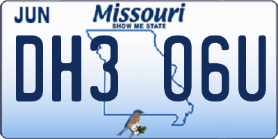 MO license plate DH3O6U