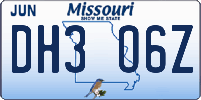 MO license plate DH3O6Z