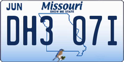 MO license plate DH3O7I