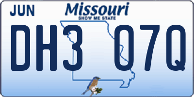 MO license plate DH3O7Q