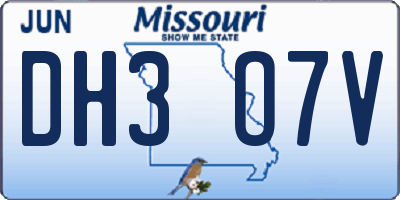 MO license plate DH3O7V