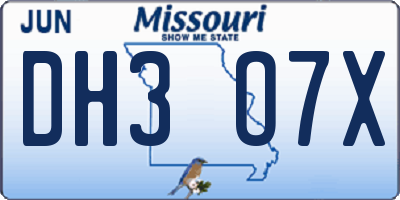 MO license plate DH3O7X