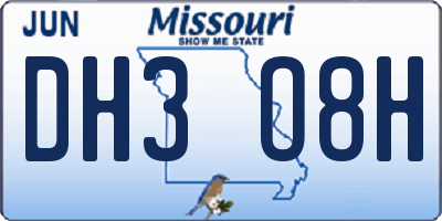 MO license plate DH3O8H