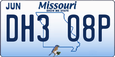 MO license plate DH3O8P