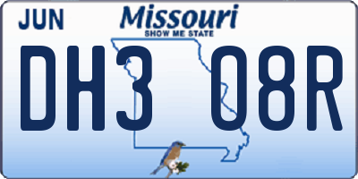 MO license plate DH3O8R