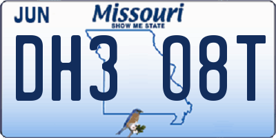 MO license plate DH3O8T