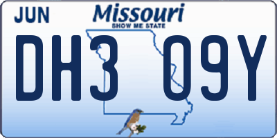 MO license plate DH3O9Y