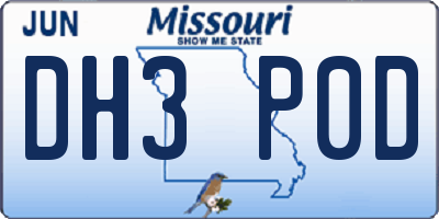 MO license plate DH3P0D