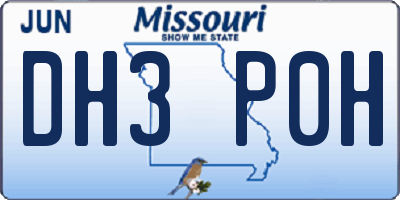 MO license plate DH3P0H