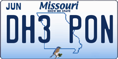 MO license plate DH3P0N